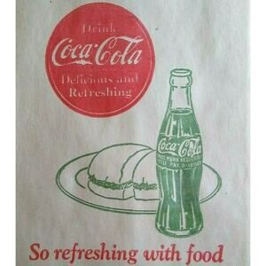 Coca-Cola Soda Bottle Dry Server Bag Vintage NOS 1932 Original Burgers Coke Pop